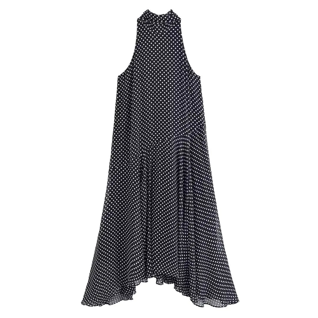 Women Dresses: KONDALA Halter Dot Beach Dress - Salman Store