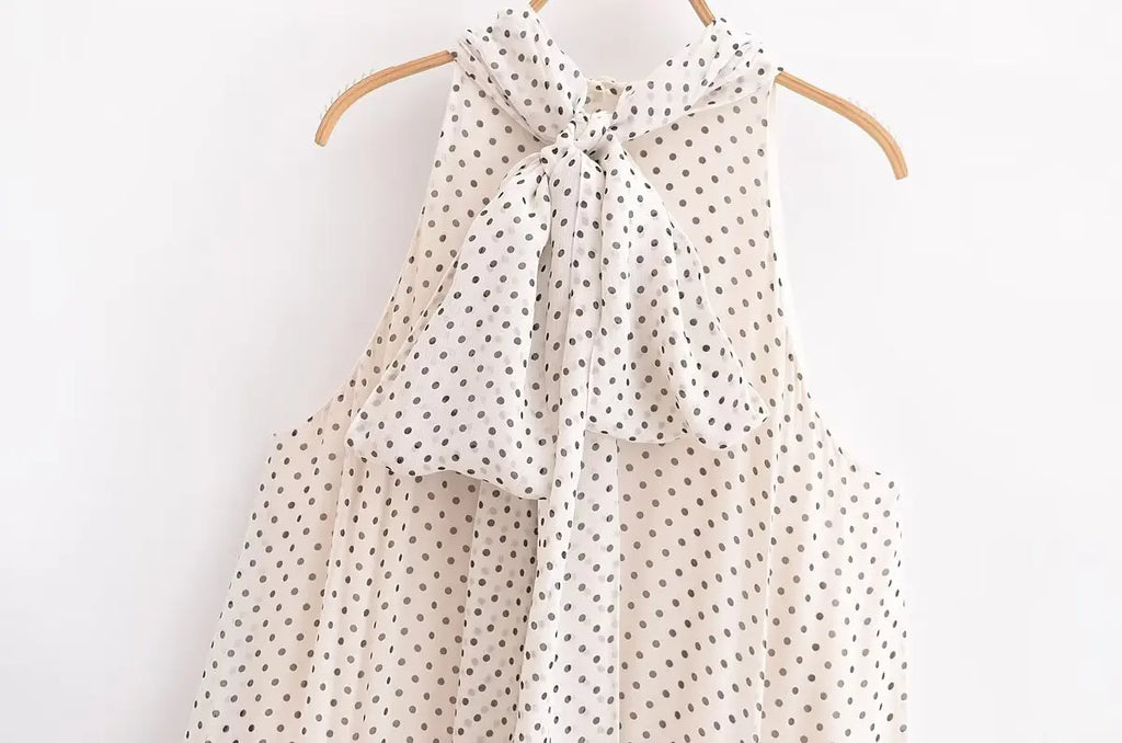Women Dresses: KONDALA Halter Dot Beach Dress - Salman Store