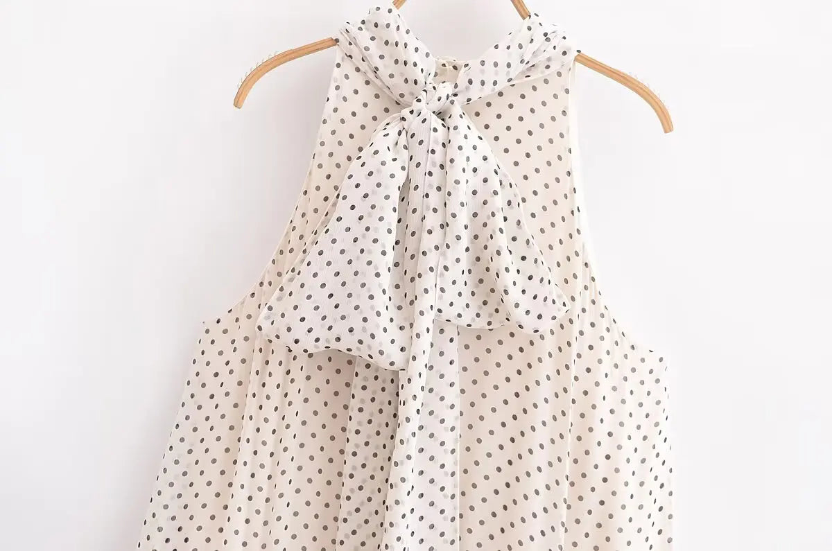 Women Dresses: KONDALA Halter Dot Beach Dress - Salman Store