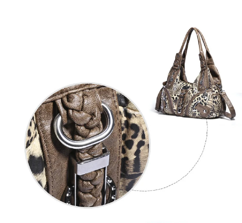 Vingtae Women Handbags Leopard Bag Top-handle Handbag Fashion - SalmanStore 