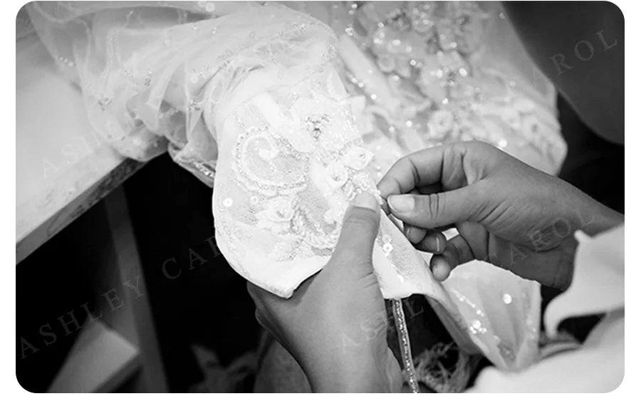 Luxury Long Sleeve Princess Wedding Dress - Sparkling Beaded Bridal Gown - JStorehub 