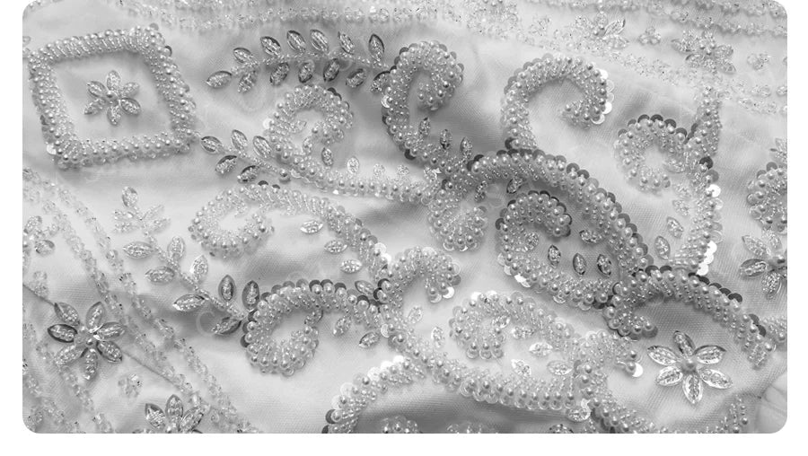 Luxury Long Sleeve Princess Wedding Dress - Sparkling Beaded Bridal Gown - JStorehub 