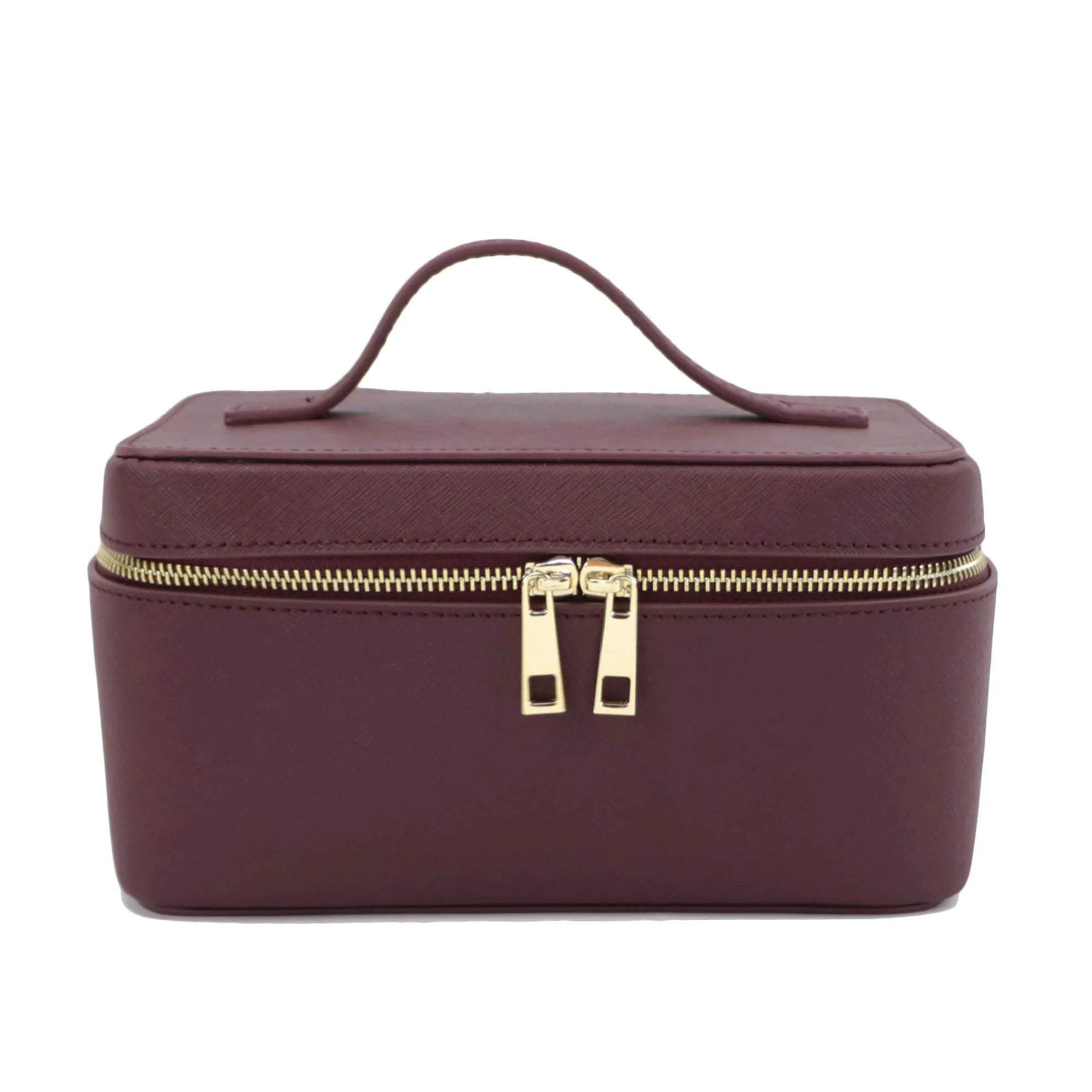 Custom Name Ladies Saffiano Split Leather Travel Toiletry Bag - Hanging Makeup Organizer - JStorehub 