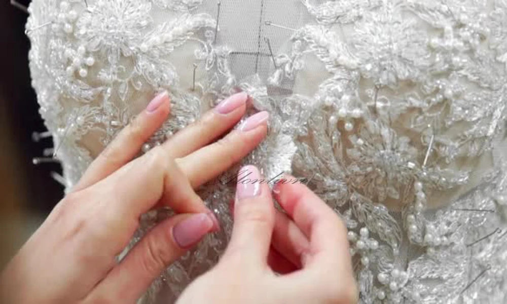 Luxury 2-in-1 Lace Mermaid Wedding Dress - Beading Illusion Neck Bridal Gown - JStorehub 