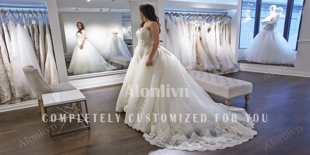Luxury 2-in-1 Lace Mermaid Wedding Dress - Beading Illusion Neck Bridal Gown - JStorehub 