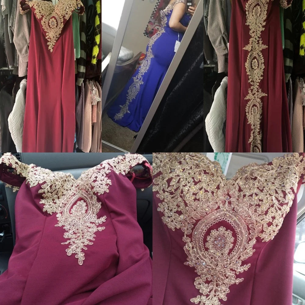 Burgundy Mermaid Satin Evening Dress - Lace Open Back Prom Gown - JStorehub 