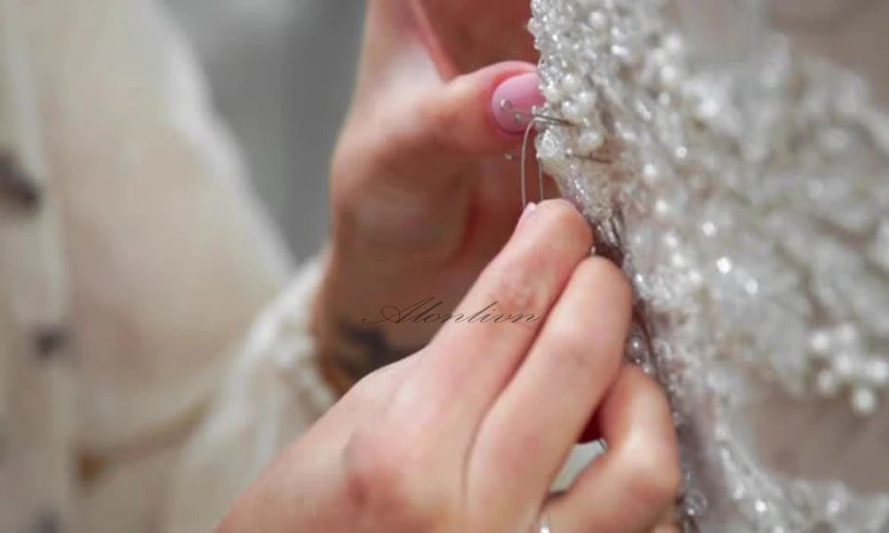 Luxury 2-in-1 Lace Mermaid Wedding Dress - Beading Illusion Neck Bridal Gown - JStorehub 