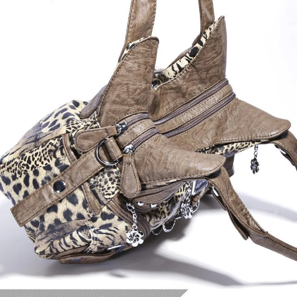 Vingtae Women Handbags Leopard Bag Top-handle Handbag Fashion - SalmanStore 