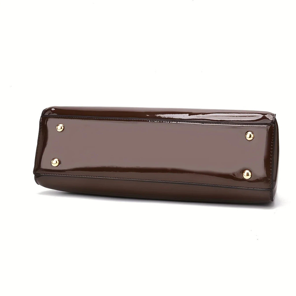 Women's Glossy PU Leather Shoulder Handbag Wedding Clutch Bridal Party Evening Bag