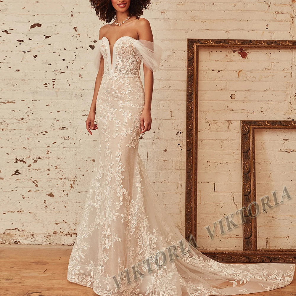 Vintage Lace Wedding Dress - Sweetheart Lace-Up Ball Gown Bridal Gown - JStorehub 
