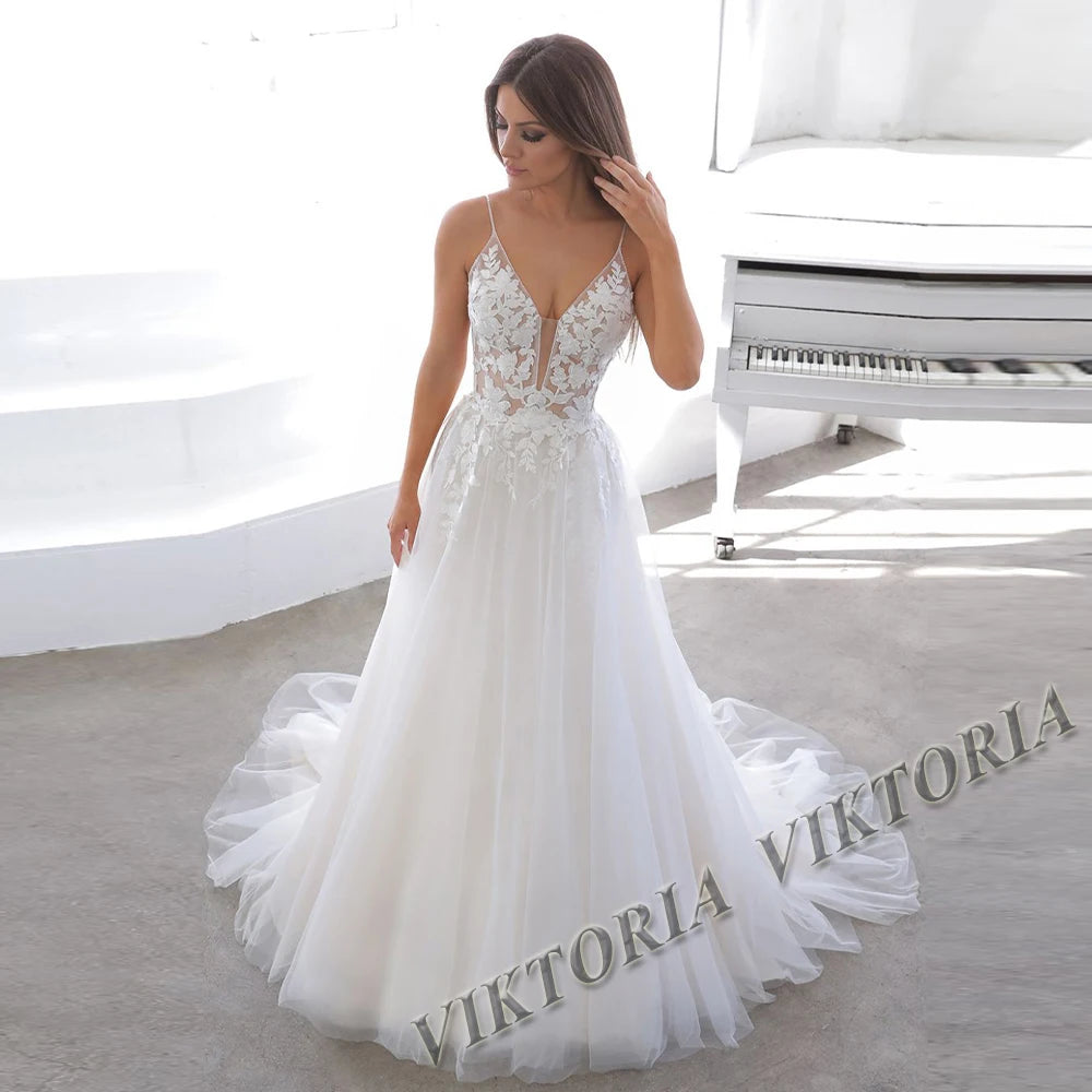 Vintage Lace Wedding Dress - Sweetheart Lace-Up Ball Gown Bridal Gown - JStorehub 