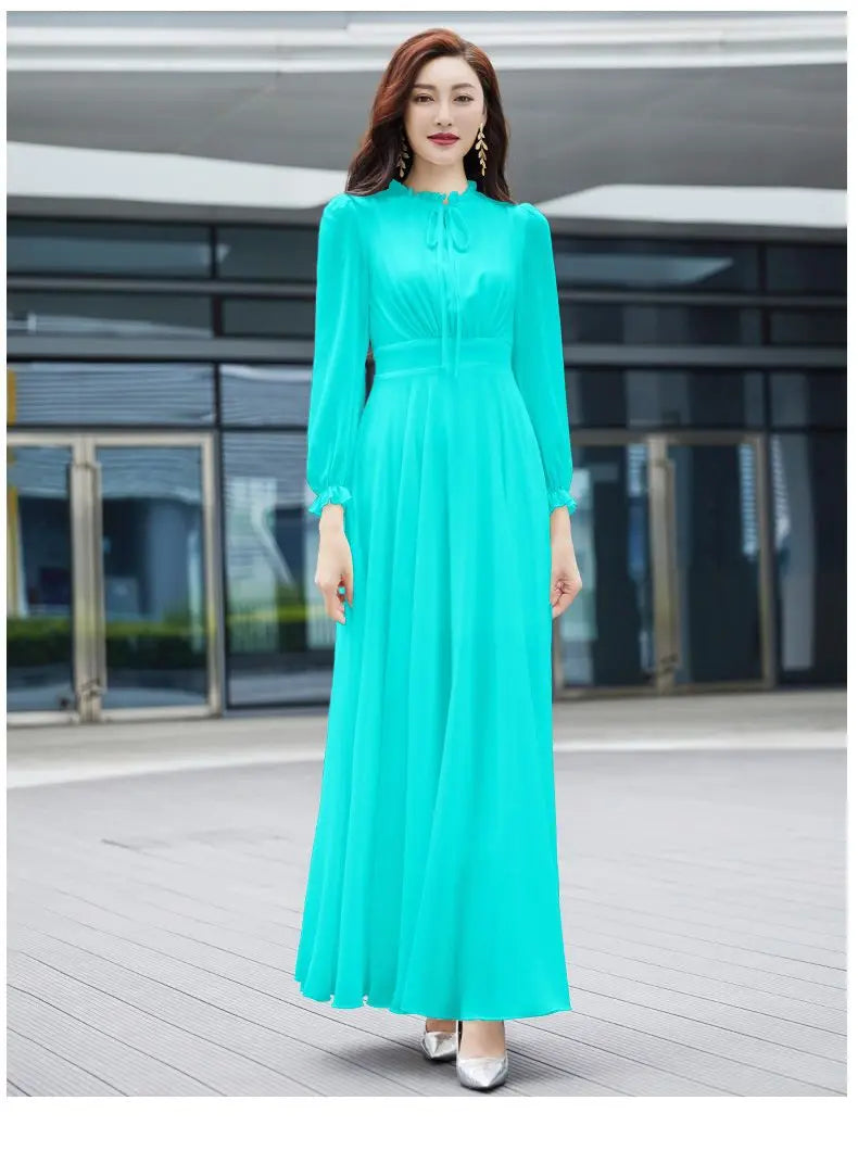 2026 Bohemian Beach Long Chiffon Dress - Elegant Long Sleeve 4XL - JStorehub 