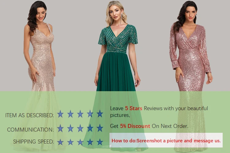 Sparkling Chiffon Double V-Neck A-Line Evening Gown with Side Slit - Bridesmaid Dress - SalmanStore 