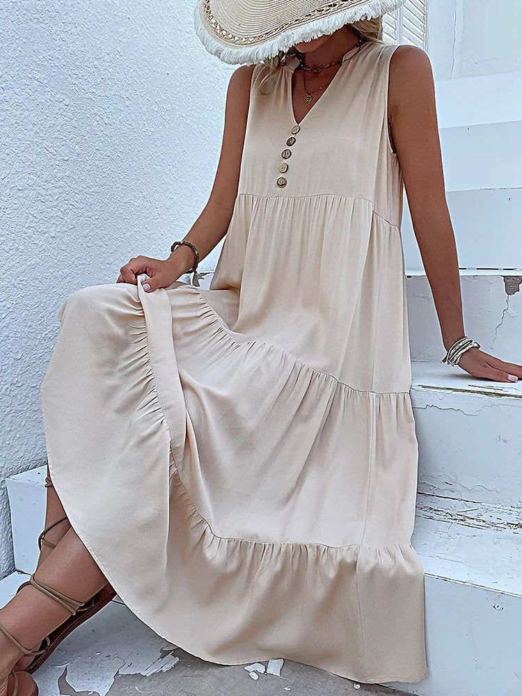 Women Dresses: Casual Summer Midi Dress - Salman Store