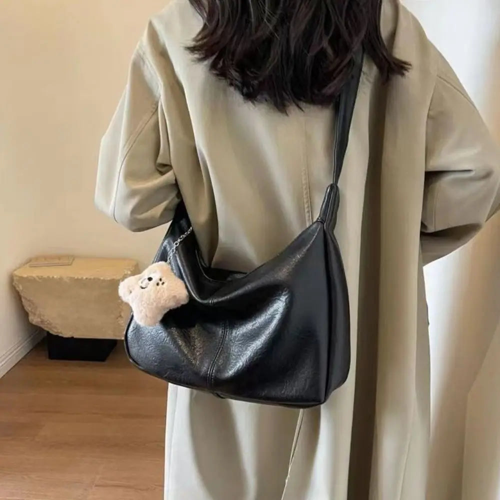 Trendy Slouchy Shoulder Bag for Women - PU Leather Large Capacity Hobo Tote - JStorehub 