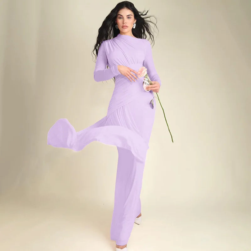 Elegant Women Dresses: Irregular Pleated Maxi Dress | Salman Store