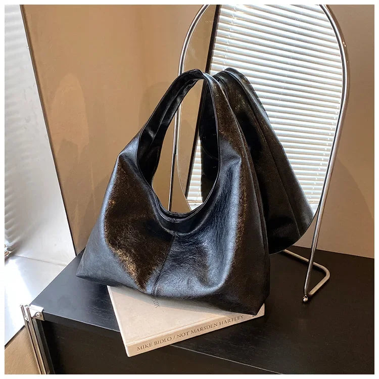 Large Capacity PU Leather Hobo Underarm Bag - 2026 Y2K Trend Shoulder Tote for Women - JStorehub 