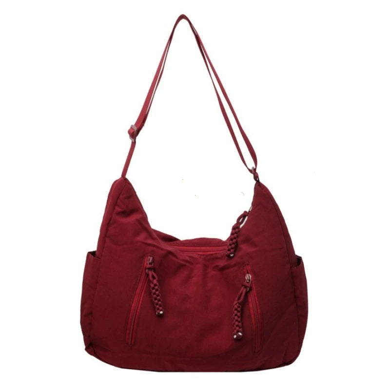 Trendy Women's Soft Cloth Shoulder Bag - Solid Color Y2K Casual Big Crossbody Bag 2026