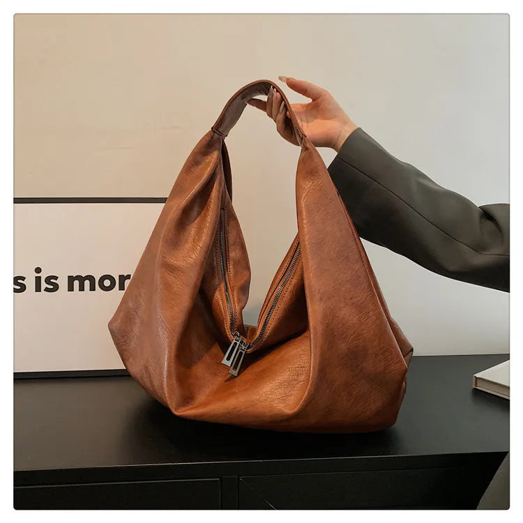 Big Black Shoulder Bag for Women - Large Hobo Soft Leather Crossbody Tote Bag - JStorehub 