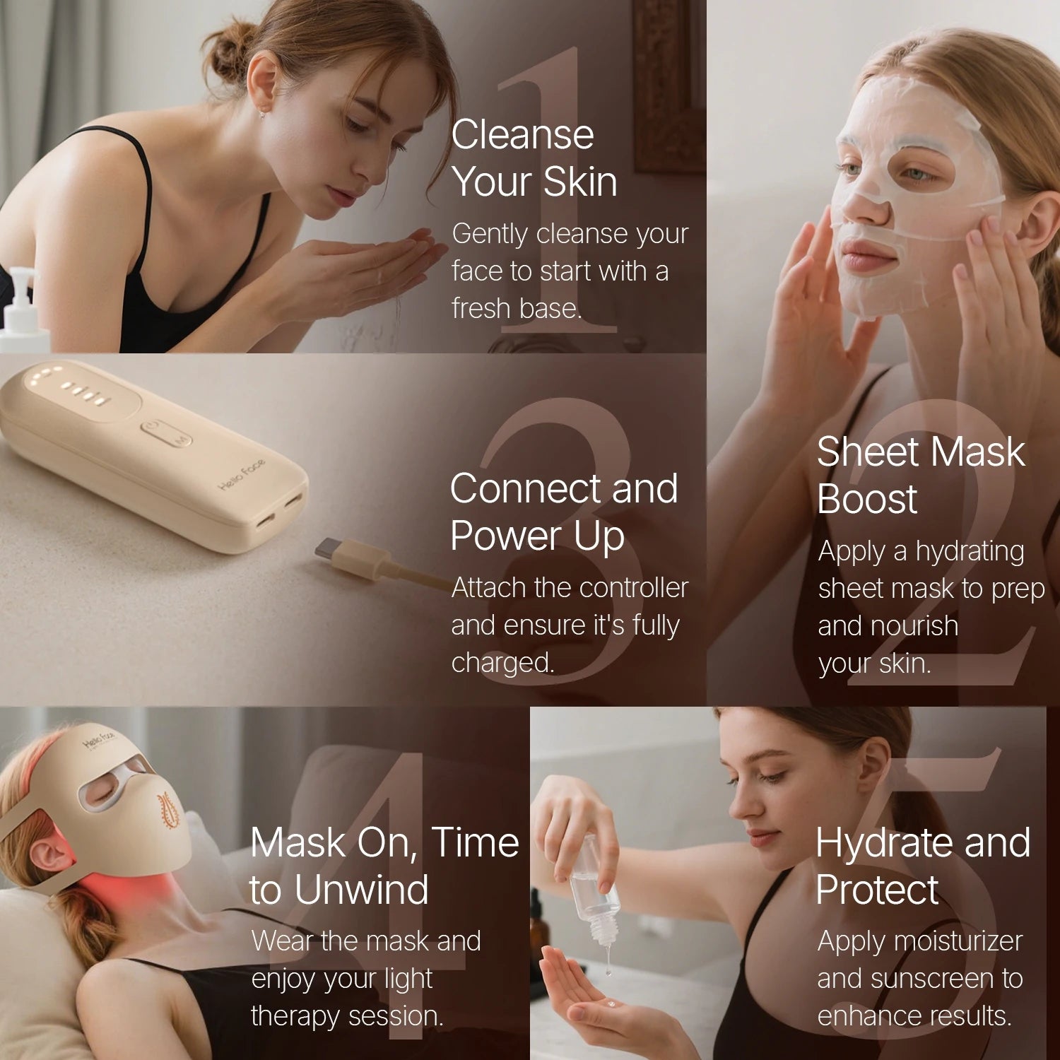 Hello Face M300 4D LED Light Therapy Mask - Anti-Aging & Acne Care - JStorehub 
