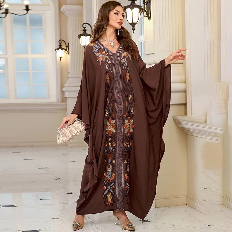 Women Embroidered Long Caftans Plus Size Kaftan Dresses Beach Bathing Suit Cover up moomoo Dress Moroccan Robe