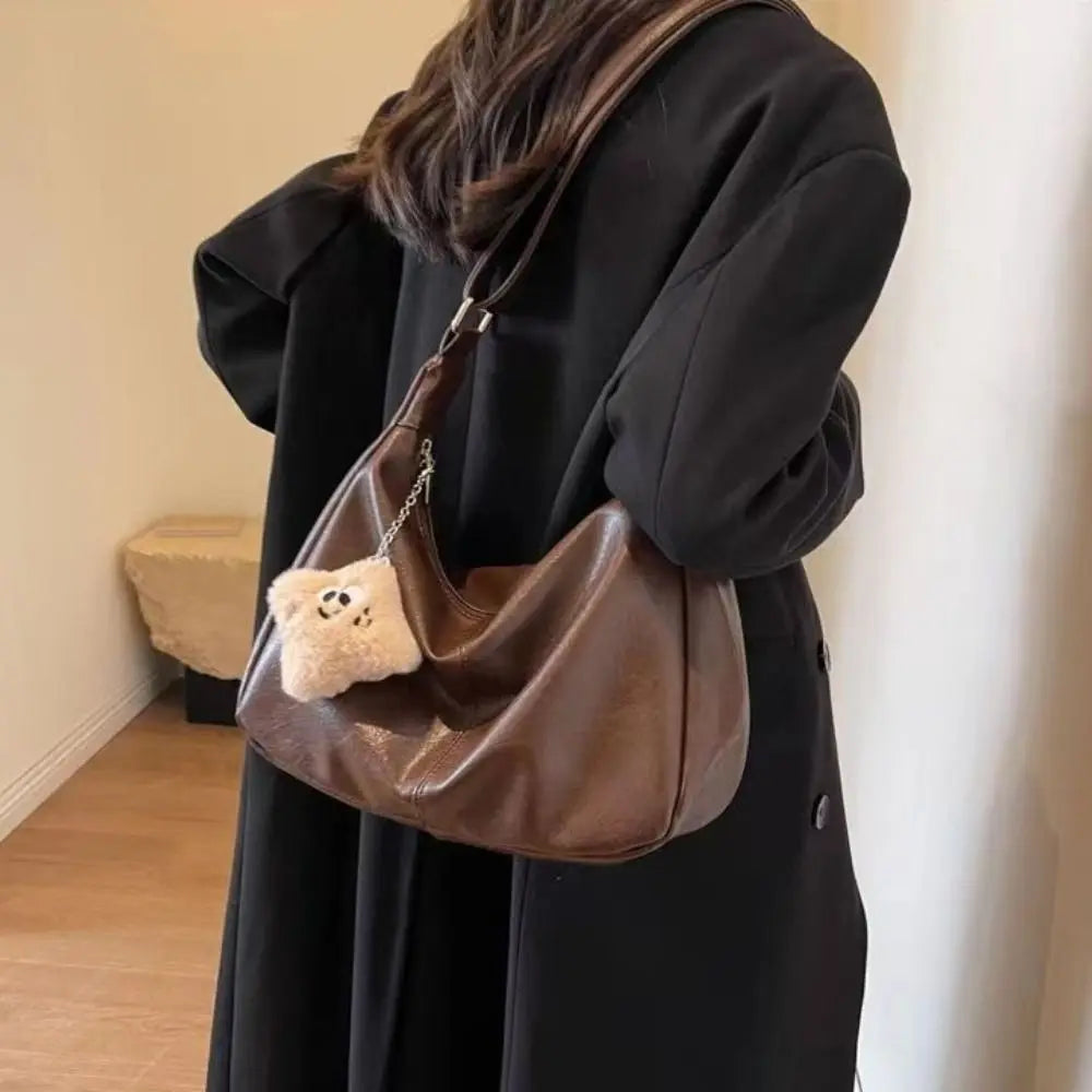 Trendy Slouchy Shoulder Bag for Women - PU Leather Large Capacity Hobo Tote - JStorehub 