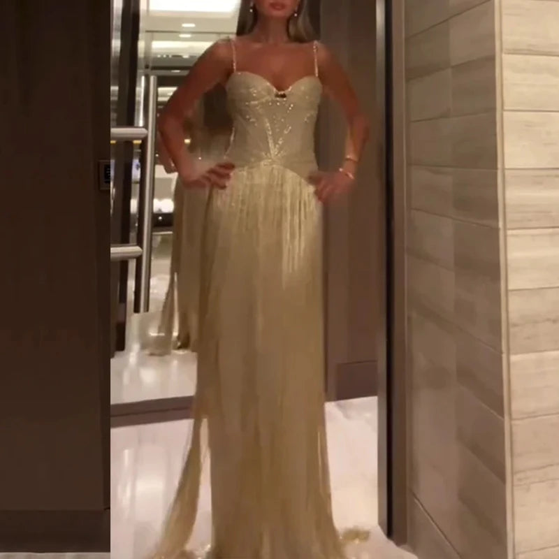 Elegant Women Dresses - Off Shoulder Sleeveless Tassel Dress