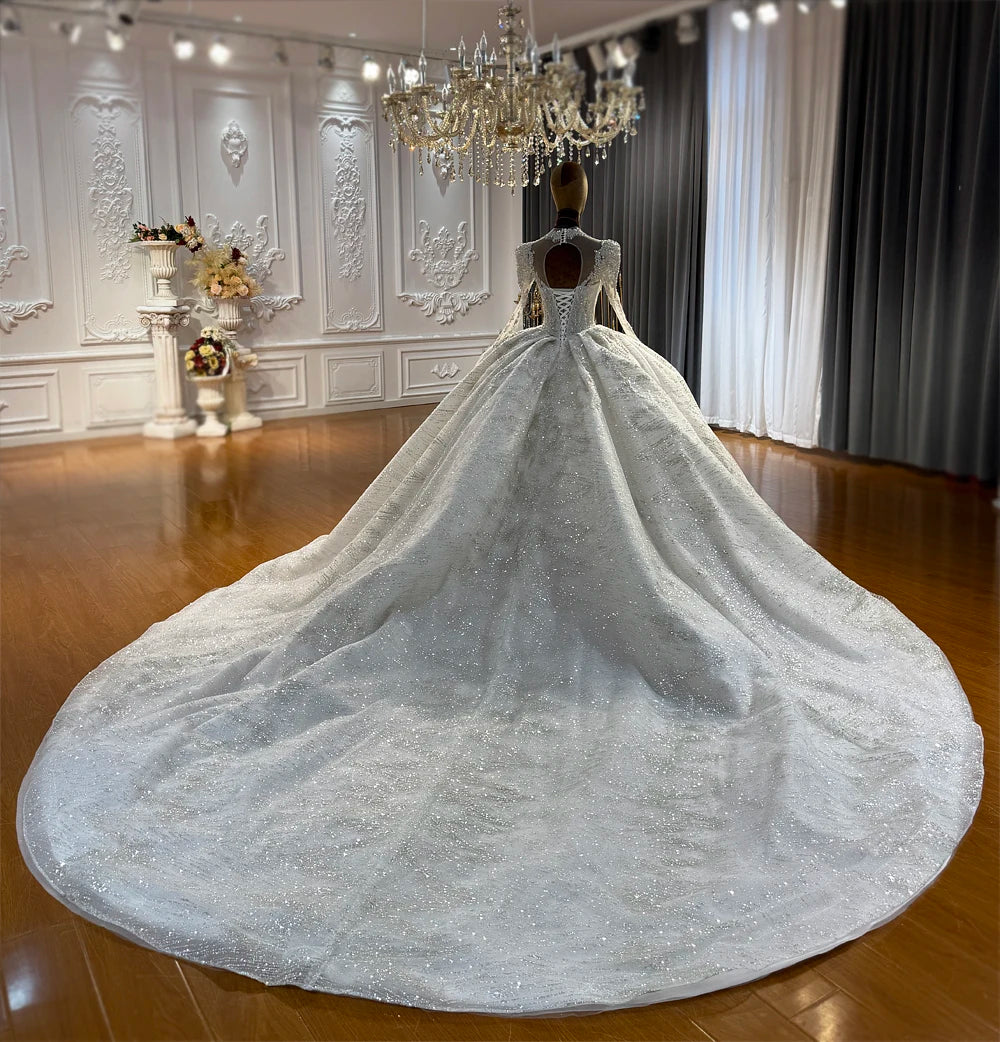 Customized Full Beading V-Neck Wedding Dress - Amanda Novias 2026 Bridal Gown - JStorehub 