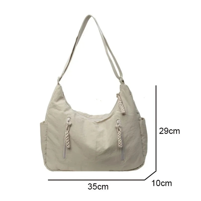Trendy Women's Soft Cloth Shoulder Bag - Solid Color Y2K Casual Big Crossbody Bag 2026