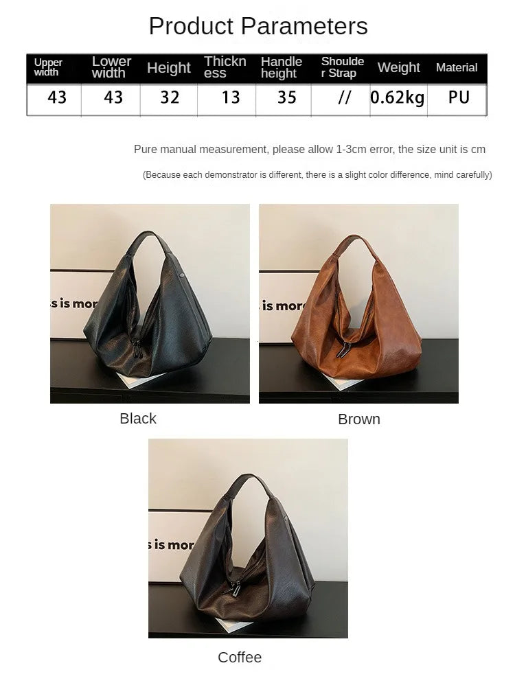 Big Black Shoulder Bag for Women - Large Hobo Soft Leather Crossbody Tote Bag - JStorehub 