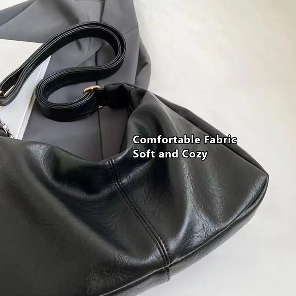 Trendy Slouchy Shoulder Bag for Women - PU Leather Large Capacity Hobo Tote - JStorehub 