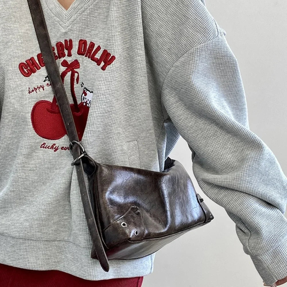 PU Leather Retro Underarm Bag for Women - Y2K Vintage Small Crossbody Handbag - JStorehub 