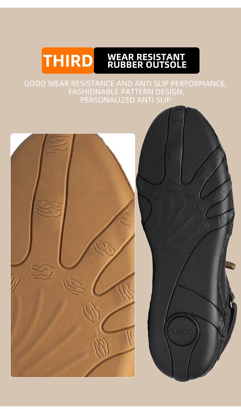CLOHOO Hand-Sewn Soft-Soled Octopus Boot Men's Short Boots High-Top Leather Boots for Men