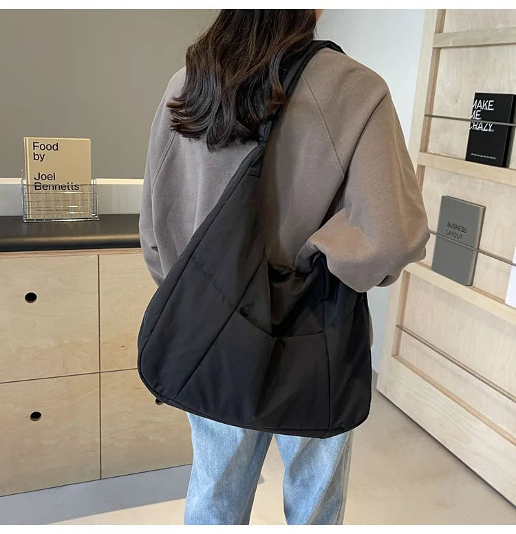 Trendy Women's Soft Cloth Shoulder Bag - Solid Color Y2K Casual Big Crossbody Bag 2026