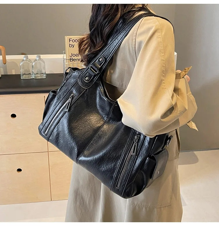 Soft Interior Shoulder Bag 2026 - High Quality Contrasting Color PU Handbag for Wome - JStorehub 