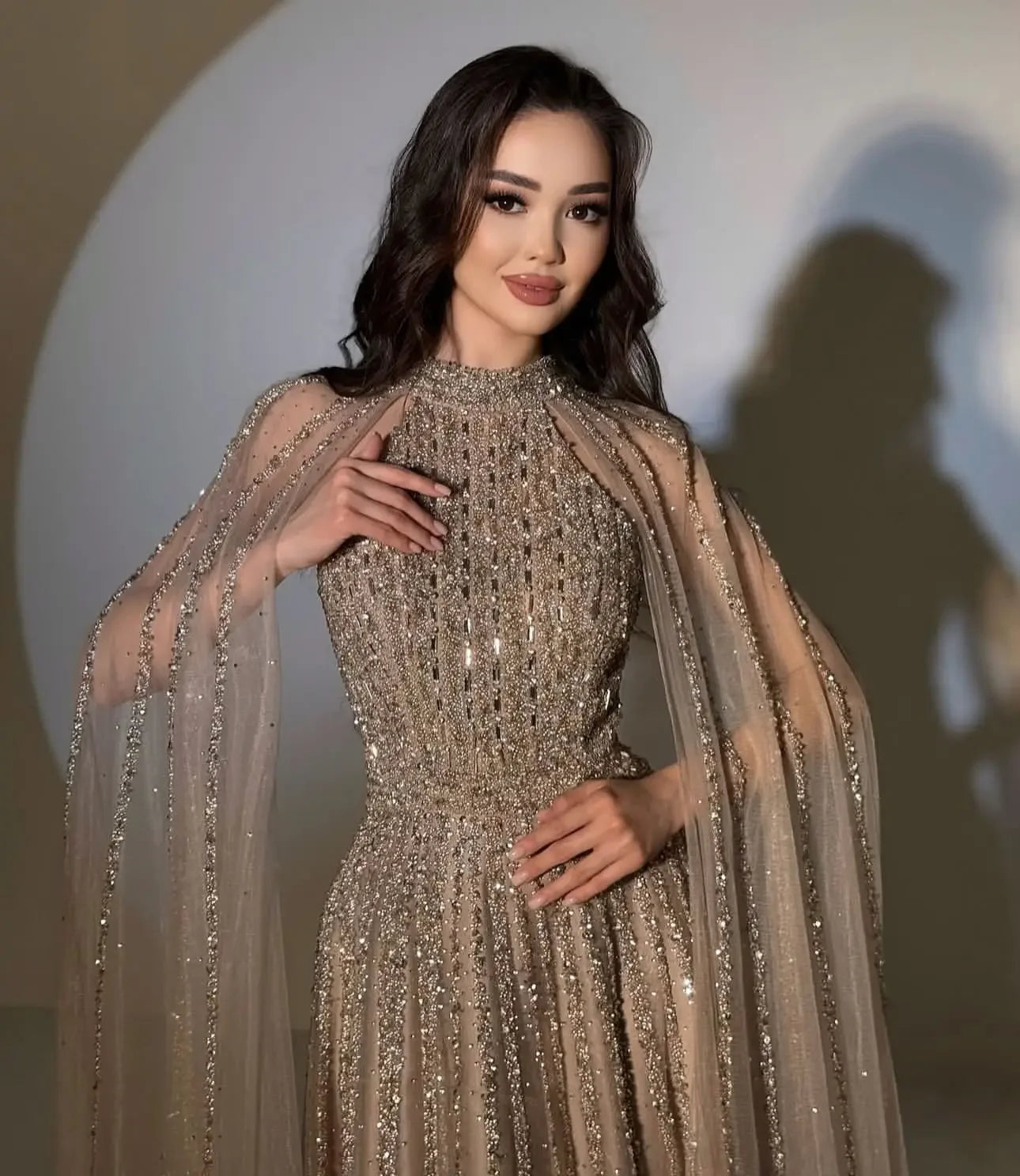 Customized Elegant Off-Shoulder Long Sleeve Prom Evening Dress - JStorehub 