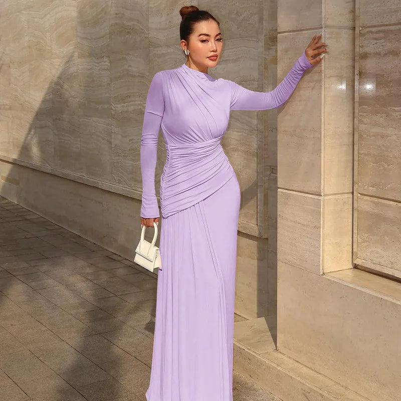 Elegant Women Dresses: Irregular Pleated Maxi Dress | Salman Store