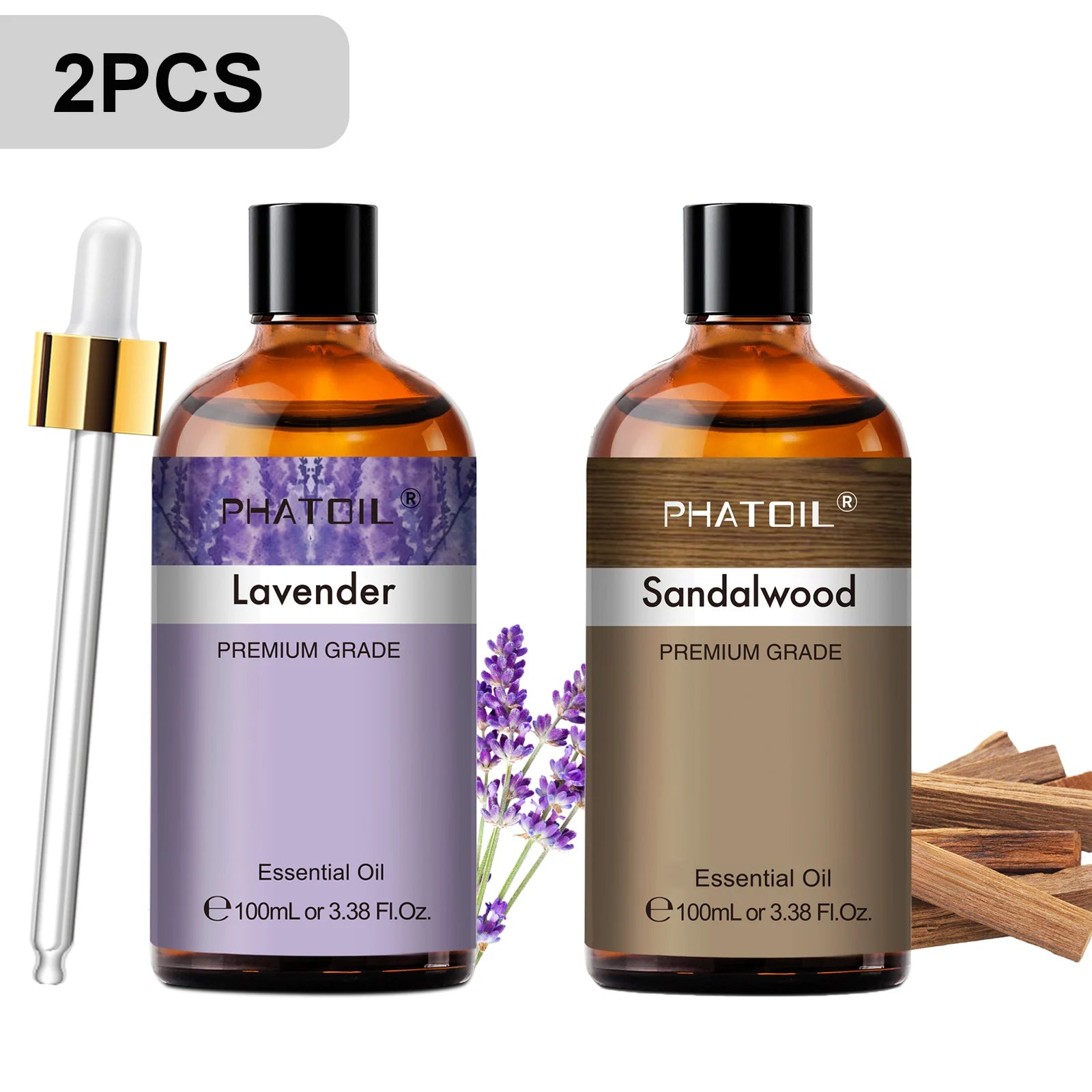 Phatoil 100ml Premium Essential Oil Set - Sandalwood Lavender Eucalyptus - JStorehub 