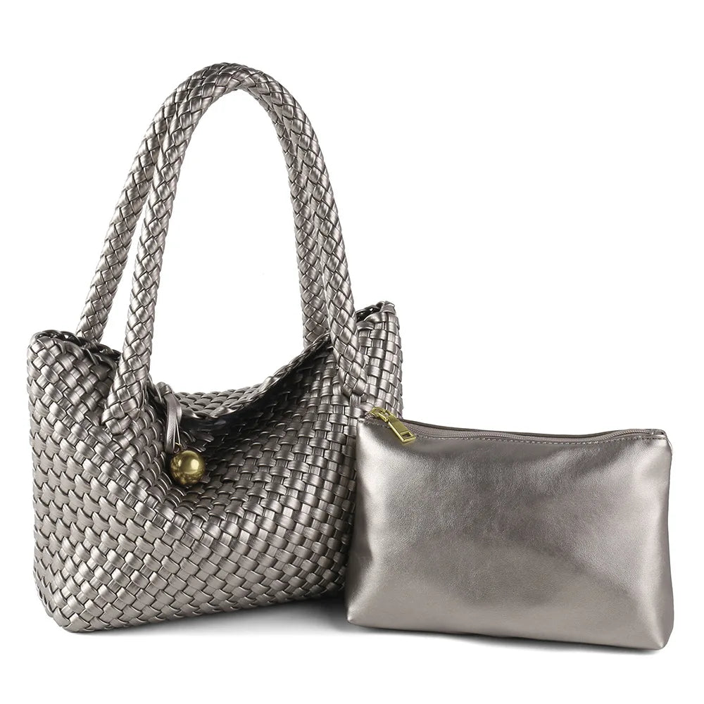 Woven Bag Women PU Leather Single Shoulder Bag - SalmanStore 