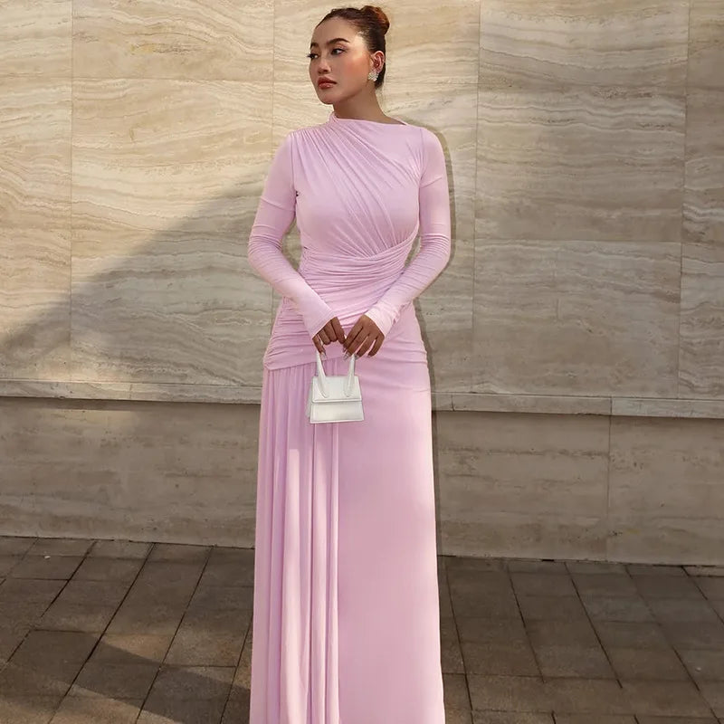 Elegant Women Dresses: Irregular Pleated Maxi Dress | Salman Store