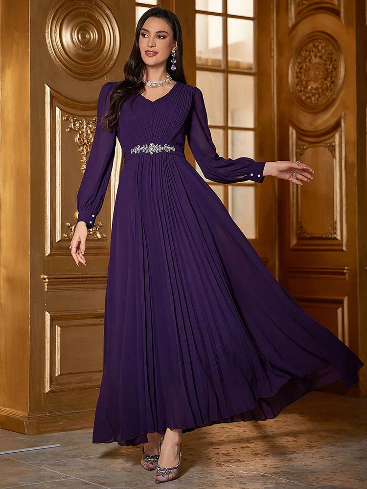 Women Dresses: Elegant Evening V-Neck Dress - Salman Store