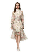 Women Dresses: Stand Collar Floral Casual Vestidos | Salman Store