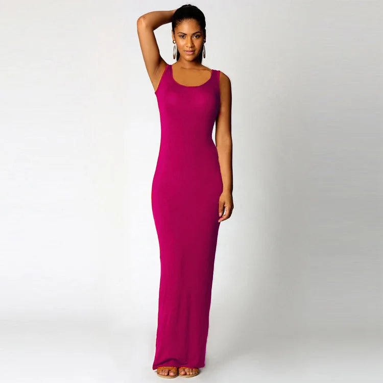 Elegant Women's Maxi Dress - Sleeveless Bodycon for Spring/Summer
