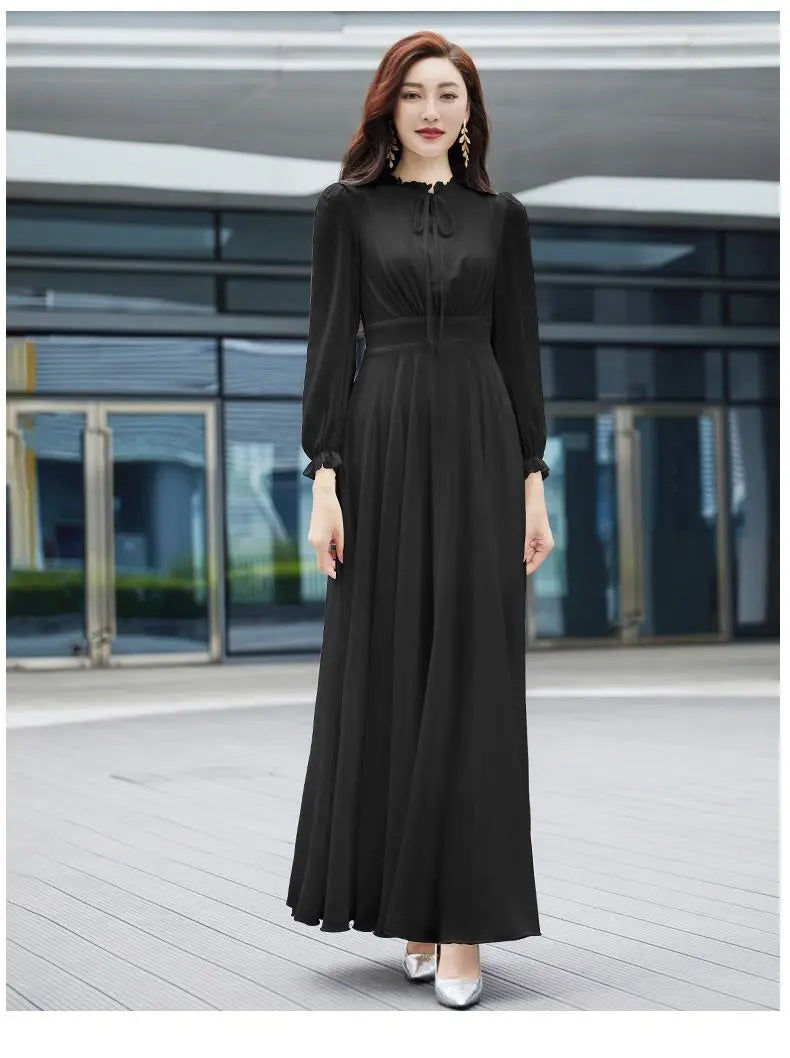 2026 Bohemian Beach Long Chiffon Dress - Elegant Long Sleeve 4XL - JStorehub 