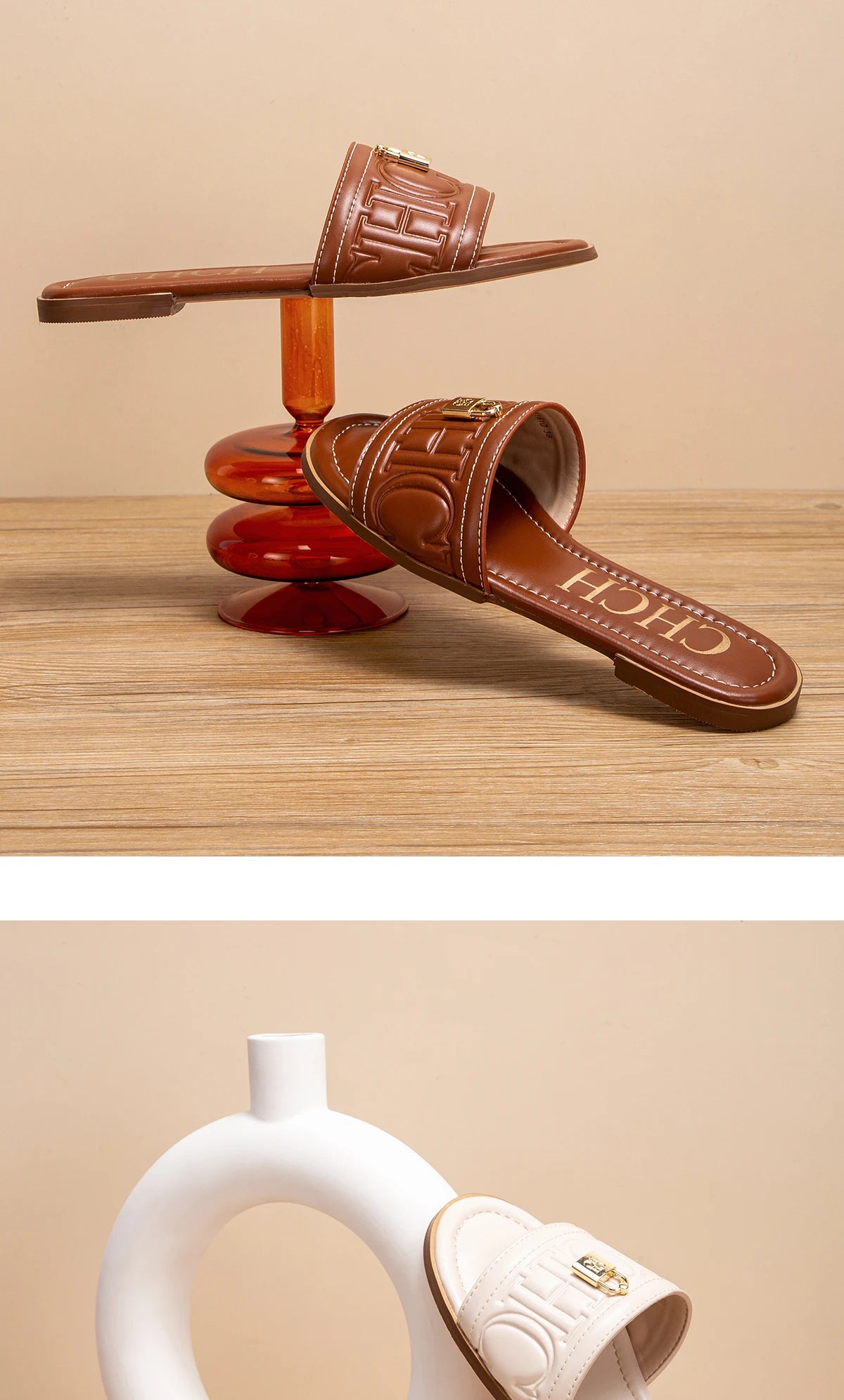 Women's Solid Color Embossed Flat Sandals - Simple Fashion Summer Slippers - JStorehub 
