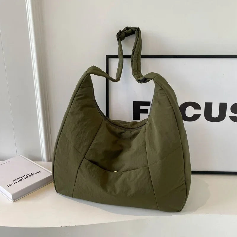 Trendy Women's Soft Cloth Shoulder Bag - Solid Color Y2K Casual Big Crossbody Bag 2026