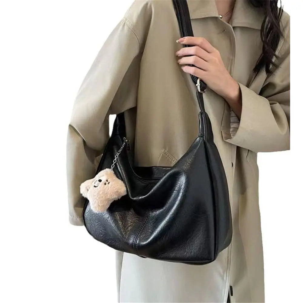 Trendy Slouchy Shoulder Bag for Women - PU Leather Large Capacity Hobo Tote - JStorehub 