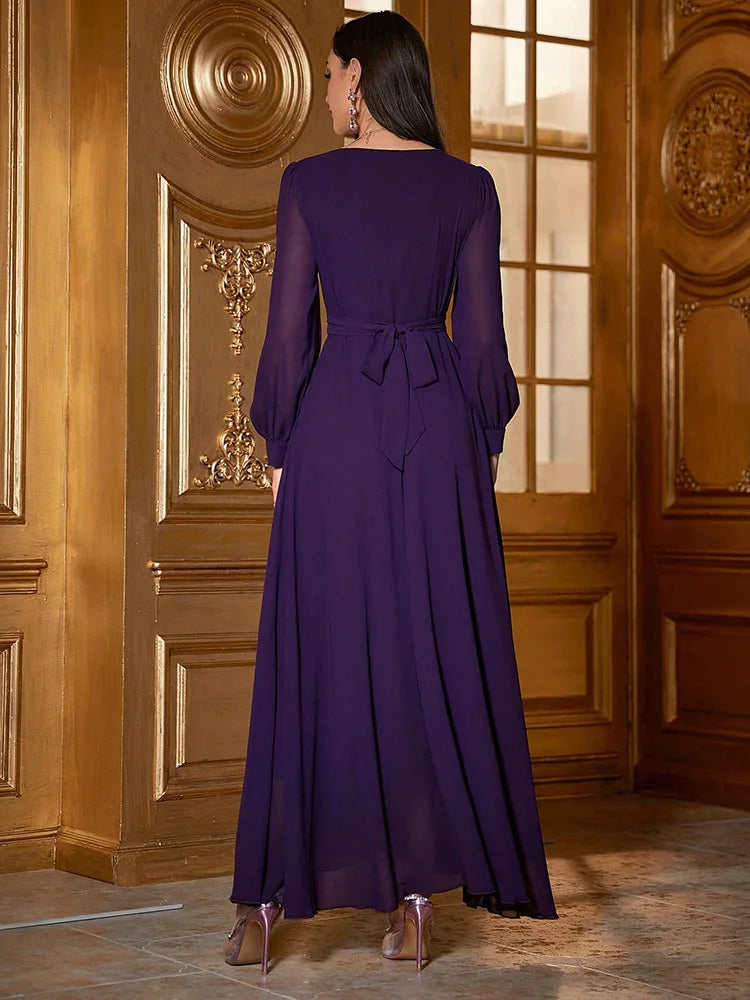 Women Dresses: Elegant Evening V-Neck Dress - Salman Store