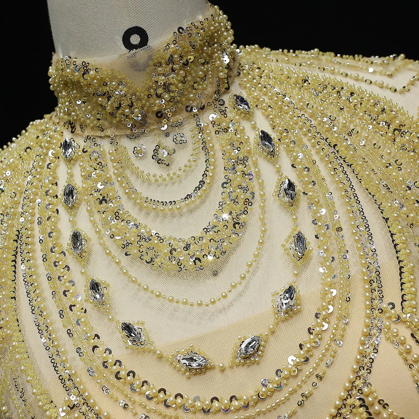 Customized Luxury Nude Caftan Prom Evening Dress - Elegant Party Gown - JStorehub 
