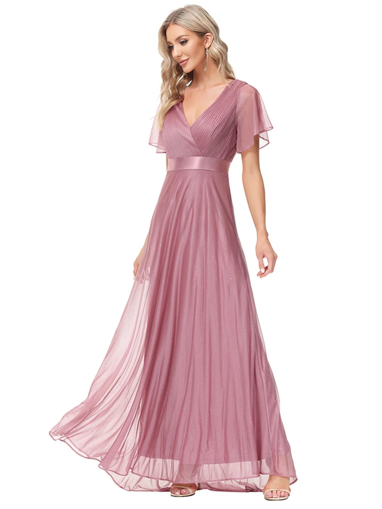 Sexy Pink Chiffon Tulle Maxi Summer Dress - Casual Vintage Long Party Gown - JStorehub 